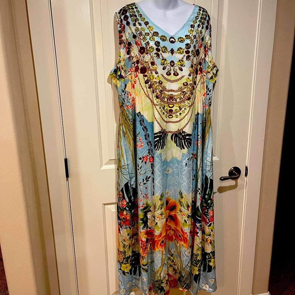 Pyramid Collection tropical tank dress 2X NWOT